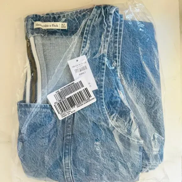 NEW ABERCROMBIE Medium Blue Wash Denim A-Line Mini Tank Top Jean Dress XL - Picture 14 of 16